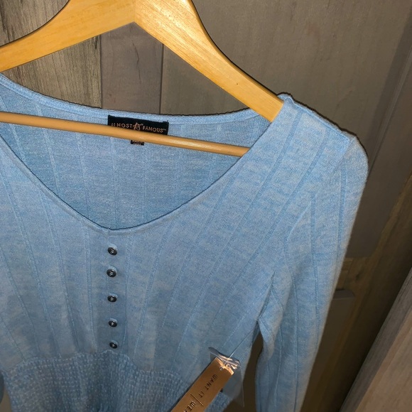 NWT ALMOST FAMOUS LIGHT BLUE BLOUSE - Picture 3 of 3